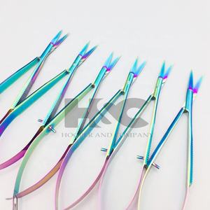 Tijeras de resorte Punta recta y Punta curva Tijera Tijeras de cejas de pestañas de acero inoxidable sostenible Logotipo personalizado Visón afilado - Product Image 5