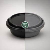 Bol à emporter noir en PP de 1300 ml, conteneur alimentaire inviolable