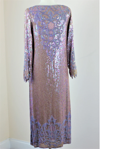 Perles faites à la main paillettes broderie robes décontractées pleine longueur longueur au sol taille naturelle avec manches complètes Design polyvalent - Product Image 4