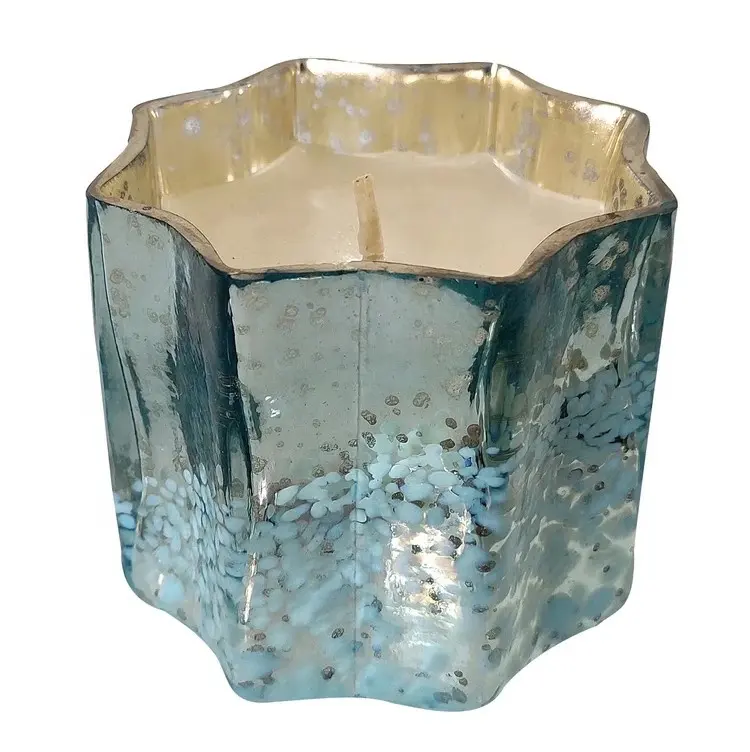Wholesale Ocean Blue Mercury Votive Holders Glass Jar Candle Container for Wedding Table Centerpieces And Home Decor