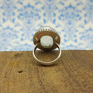 Forma ovalada auténtica piedra lunar arcoíris anillo bohemio piedra Natural plata esterlina 925 anillos artesanales hechos a mano - Product Image 2