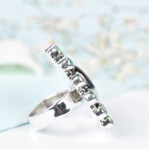 Handmade Zebra Jasper and Aurora Opal Bezel Setting 925 Sterling Silver Adjustable <b>Ring</b>-Wedding & Party <b>Statement</b> <b>Ring</b> for Women - Product Image 4