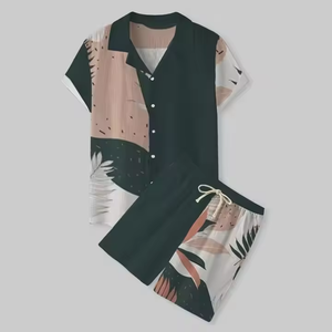 Traje deportivo informal para hombre de moda de verano del fabricante Stitchmode con pantalones cortos de punto estampados hawaianos y conjunto de camisa - Product Image 4