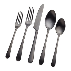 Matt <b>Black</b> Color Metal Flatware Set With Simple Handle for Hotel & Restaurant Tabletop Dinnerware Eating <b>Cutlery</b> Sets - Product Image 1