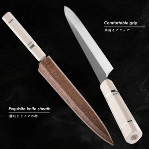 มีดเชฟทำครัวสแตนเลสแบบมืออาชีพสไตล์ญี่ปุ่นพร้อมด้ามจับสีขาวบริการ OEM - Product Image 5