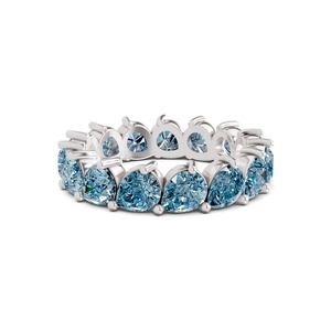 Bague Éternité Précieuse Bleu Glace Poire, Diamant de Laboratoire 2.00 Ct Tw, Or Massif 14K, Couleur Bleu Glace, Pureté VS, 17 Diamants, Modèle Royal - Product Image 3
