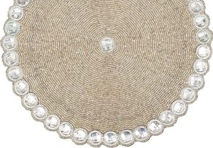 El mejor diseño temático, vajilla redondeada, mantel decorativo con cuentas de vidrio, Mantel Individual para fiestas y otras funciones - Product Image 4