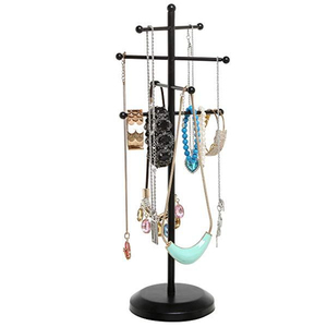 Elegante Soporte de Joyería de Metal Negro con 3 Niveles para Collares, Pulseras y Pendientes, Exhibidores de Escritorio - Product Image 4