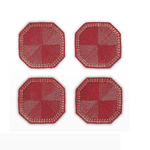 Coasters With Floral Embroidery Patterns Vintage-inspired Beaded Coasters for Classic Home Settings <b>Ethnic</b> - Product Image 2