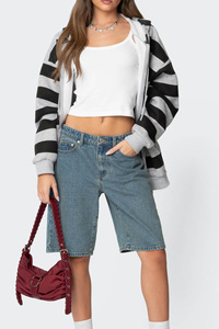 Elegantes pantalones cortos transpirables de cintura alta hasta la rodilla para mujer Premium algodón poliéster mezclado suave algodón Casual pantalones cortos para mujer - Product Image 4