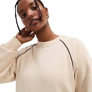 Jersey de lana de algodón con logotipo personalizado de estilo callejero para mujer, sudadera lisa en blanco de gran tamaño, Sudadera con capucha con bolsillos - Product Image 2