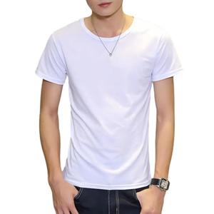 Impression personnalisée blanc chemises vierges pour hommes de haute qualité en gros 100% fibre souple polyester hommes T-shirt uni - Product Image 1