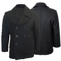 Manteau décontracté pour homme adulte, noir, coupe ajustée, col rabattu, en laine écologique, infroissable, 100 % laine respirante, boutons en corne