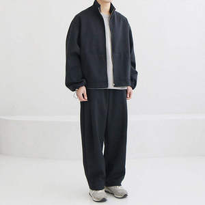 100% coton hommes personnalisé sport survêtement à capuche Joggers ensemble brodé Logo coupe ample décontracté Streetwear imprimé motif solide - Product Image 5