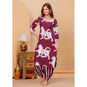 ชุดเสื้อกางเกงพิมพ์ลายเรยอนสำหรับผู้หญิง - Product Image 1