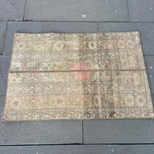 Turkish Vintage Moroccan <b>Wool</b> Rug <b>Brown</b> Patchwork Design Eco-Friendly Latex Backing Medium Pile 2.1x3.2 ft - Product Image 3