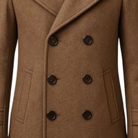 Manteau long d'hiver pour homme en laine mélangée, à double boutonnage, avec col à revers et poches latérales, couleur camel kaki, OEM