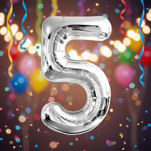 Palloncini Numero Party Love Argento N5 80cm Confezione da 12 pezzi - Product Image 3