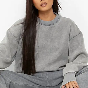 Producto de ropa deportiva, ropa de calle informal, figuras de hombros caídos, sudaderas con capucha transpirables ecológicas, Sudadera de punto para mujer - Product Image 4