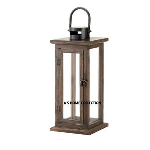 Hot <b>Sale</b> High Quality Natural Wooden and Metal Used Home <b>Lighting</b> Use Dinnerware Tabletop Candle Lantern - Product Image 1