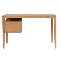 Bureau minimaliste avec deux tiroirs fabriqués à la main en bois de teck massif pour une fonctionnalité intemporelle