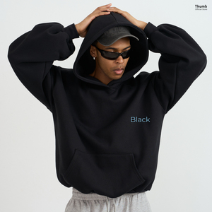 Sweat à capuche oversize en molleton bouclette uni avec broderie 3D et impression sérigraphiée personnalisée XXS - Product Image 4