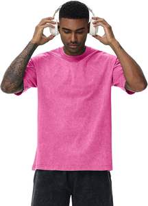 T-shirt 100% coton avec motif coupe ample style décontracté tissu tricoté solide avec logo sur le devant - Product Image 4