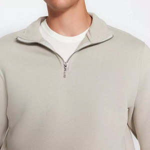 Vente chaude confortable sweat à capuche léger à manches longues col rond demi-fermeture éclair sweat-shirt pour hommes - Product Image 5