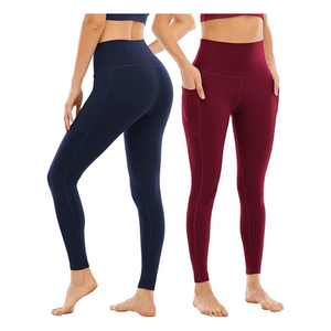 Mallas de Yoga de cintura alta para Mujer | Pantalones de entrenamiento con control de barriga con bolsillos laterales y tela elástica de 4 vías - Product Image 4