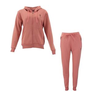 Private Label 60% Cotton 40% Polyester Women <b>Tech</b> Fleece Tracksuit Heather Grey Full Zip Hoodie Joggers Sweatpants - Product Image 5