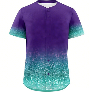 เสื้อเจอร์ซีย์เบสบอลระบายอากาศได้ดีผ้าโพลีเอสเตอร์คอวี100% พิมพ์ลายดิจิทัลโลโก้ออกแบบได้ตามต้องการใหม่ - Product Image 1