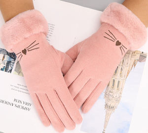 <b>Women</b> Winter Warm <b>Fleece</b> <b>Gloves</b> Soft Touch Screen Thermal Fashion <b>Gloves</b> with Plush Cuff - Product Image 4