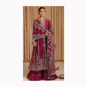 Bridal Wedding Luxury <b>Sequin</b> Embroidery Net Laces Dresses <b>Fabric</b> With Beads Tassel Device From Pakistan - Product Image 4