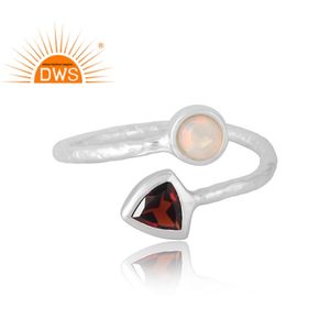 Latest Selling 925 Sterling Selling Natural Garnet & Ethiopian <b>Opal</b> Gemstone Ring Custom Jewelry For Women <b>Gift</b> For Her - Product Image 3