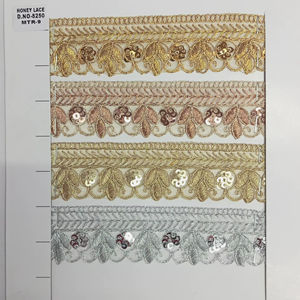 Tissu de dentelle de broderie florale dorée avec paillettes pour le style d'affaires bricolage artisanat robes de soirée sacs chaussures cadeaux - Product Image 1