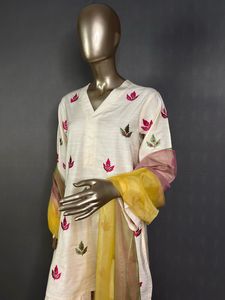 Punjabi ethnique Modal soie broderie Kameez Pallazzo robe pakistanaise manches longues été blanc court manches longues inde - Product Image 2