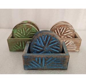 Meilleure vente sous-verre en bois napperons meilleure qualité sous-verre à thé vaisselle décorer utiliser des tapis et des tampons personnalisé Vintage Logo sous-verre - Product Image 5