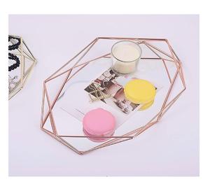 Plateau en forme de rectangle en métal et en verre de conception unique et récente pour la décoration de mariage à la maison au prix de gros de l'Inde Nouvelle arrivée - Product Image 2