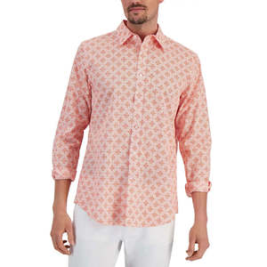 Camicia Casual da Uomo Club Room, Vestibilità Regolare, in Popeline con Stampa a Medaglione, Taglia Media, 100% Cotone Traspirante - Product Image 1