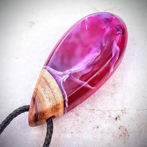 สร้อยคอทำจากไม้ที่ห้อยทำจากเรซิ่นทำจากไม้ธรรมชาติพร้อมเชือกปรับความยาวได้เป็นของขวัญสำหรับเครื่องประดับ - Product Image 5