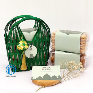 Panier cadeau en bambou tissé à la main pour le Ramadan Eid Premium panier de vacances pour les dattes de chocolat bonbons idée cadeau de fête islamique parfaite - Product Image 4