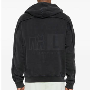 Sweat-shirts à capuche pour hommes, design haut de gamme, effet délavé, avec logo personnalisé, 100% coton, streetwear, écologiques, dernier design 2025, nouvelle arrivée - Product Image 4