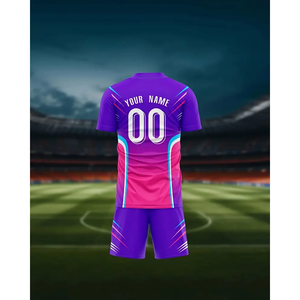 Customized Purple <b>Pink</b> American <b>Football</b> & Soccer Jersey Comfortable Breathable <b>Tops</b> Name Number Automated Cutting Set Style - Product Image 5
