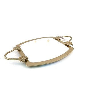 Nouveau plateau de service en aluminium de conception arabe pour des tables à manger grand pour servir des casse-croûte et le plateau ovale d'assiette de nourriture de restaurant de chocolat - Product Image 3