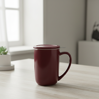 Tasse en porcelaine durable et résistante à la chaleur 3459977-1 avec couvercle, style nordique, infuseur pour thé chaud/froid – Meilleure vente