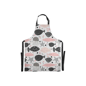 Delantal de cocina con estampado personalizado de lino y algodón puro ecológico para cocinar, servir y limpiar - Product Image 4