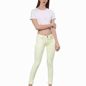 Light Color Solid Custom Women Stretch Jeans Mid Waist Pants Slim Fit Top Quality With Pocket Drawstring Cotton Woman Denim Jean - Product Image 4