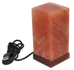 Mini lampes USB de forme rectangulaire en sel de l'Himalaya, lampes à sel rose de l'Himalaya, forme de cube de lampe à sel USB de l'Himalaya avec multicolore - Product Image 1