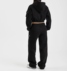 Recién llegado, chándal de nailon transpirable para mujer, diseño recortado de invierno con capucha, patrón sólido, superventas, estampado bordado - Product Image 4