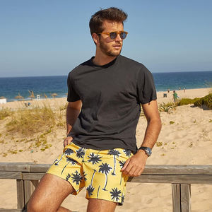 Short de bain rétro pour homme coupe cintrée Maillot de bain imprimé haute performance avec fonction anti-rides - Product Image 3